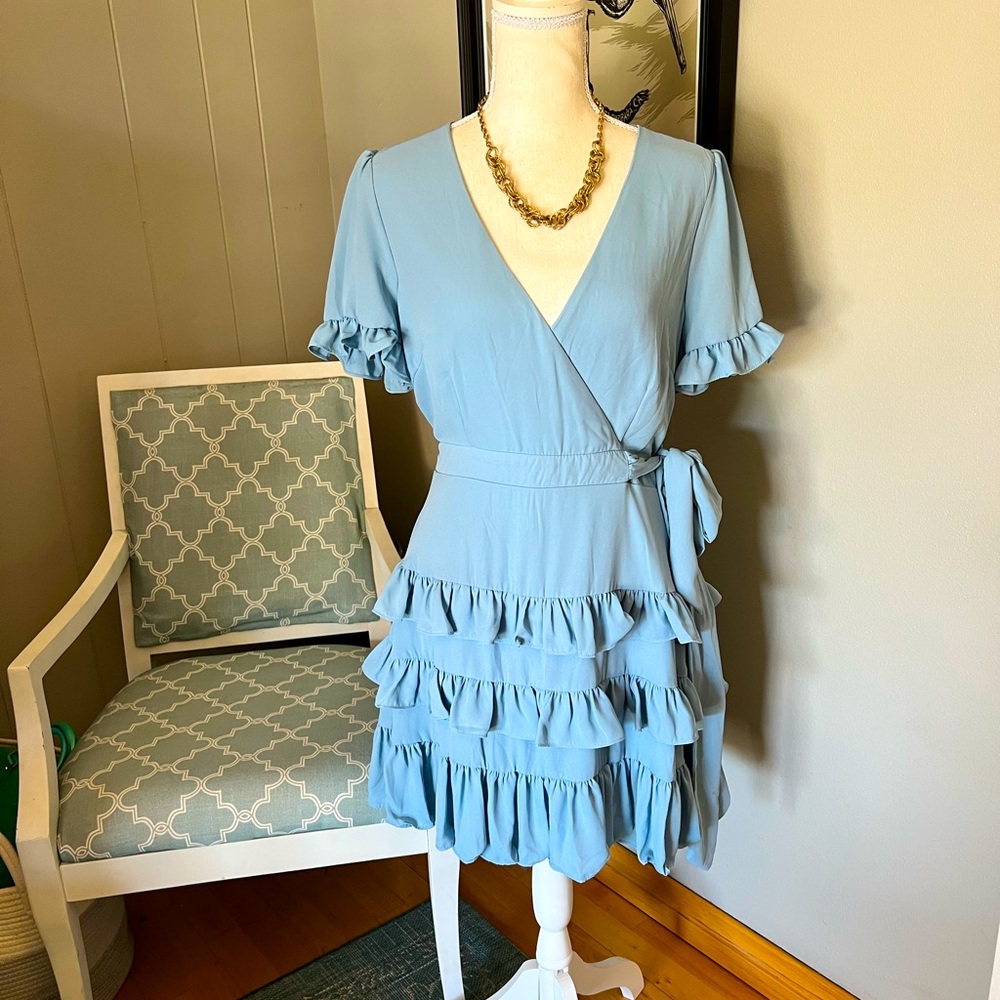 LuLu’s Ruffle-Dress perfect for Spring/Summer! Pale Blue. NWT